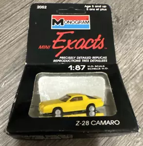 CAMARO Z-28 MINI EXACTS MONOGRAM MODELS 1990 2052 1:87 HO YELLOW CHEVY DIE CAST. - Picture 1 of 5
