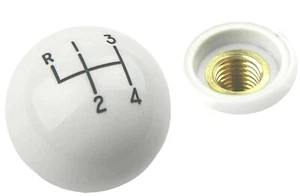 White 4 Speed Hurst Gear Shift Knob 3/8"-16 Thread & Lock Nut 1964-72 GM Models - Picture 1 of 2