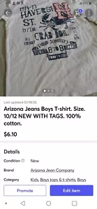 Arizona Jeans Boys T-shirt. Size. 10/12 NEW WITH TAGS. 100% cotton. - Picture 1 of 3