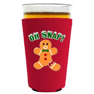 Oh Snap! Gingerbread Man Cookie Funny Pint Glass Coolie; Christmas, Holiday - Picture 1 of 10