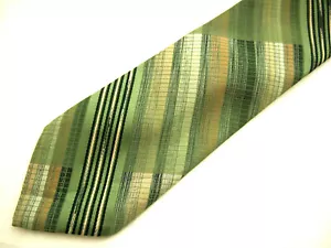 Pedigree Mens Necktie Tie Green Black Brown Striped 55" Short - Picture 1 of 4