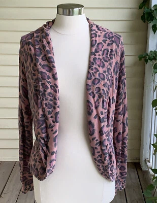 Boston Proper Pink Leopard Print Cocoon Cardigan Topper M Open Front Big Cat - Image 1 of 4