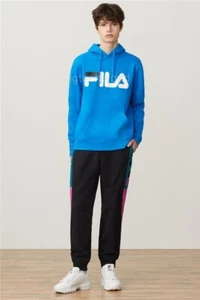 New Men Fila Hoodie Sweatshirt Shirt Long Sleeve Top Pullover Logo Front Blue M - Picture 1 of 3