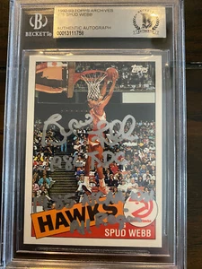 1992-93 TOPPS ARCHIVES #75 SPUD WEBB AUTO SIGNED ATLANTA HAWKS BAS Beckett Slab - Picture 1 of 1