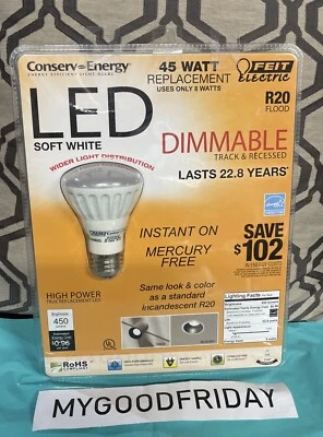 Feit Electric R20 Flood LED 45w Replacement Bulb 450 Lumens Use 8 Watts Dimmable - Image 1 of 3