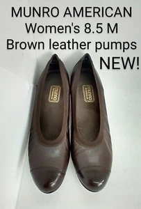NEW! MUNRO AMERICAN 8M brown leather women's low heels, excellent condition - Picture 1 of 11