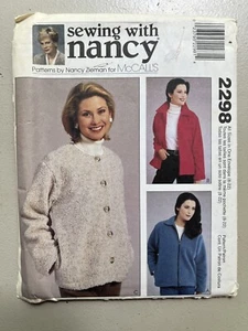 McCall's 2298 Sewing w/ Nancy Zieman Fleece Wool Jacket Cardigan Size 8-22 Uncut - Picture 1 of 2