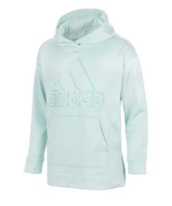 ADIDAS girls fleece HOODIE MINT HEATHER SIZE 4 - Picture 1 of 4