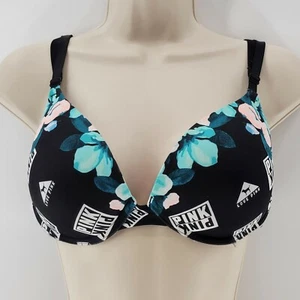 Sujetador push up Victoria's Secret ROSA Wear Everywhere negro floral firma 34D - Imagen 1 de 5