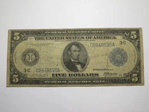 $5 1914 Philadelphia PA Federal Reserve Large Bank Note Currency Bill Very Good - Picture 1 of 2
