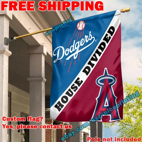 Los Angeles Dodgers vs. Los Angeles Angels House Divided Flag Banner 28x40" MLB Cover