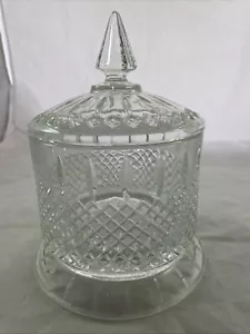 Vintage Heavy Crystal Canister Candy, Cookie Jar Barrel Lid & Pedestal - Picture 1 of 10