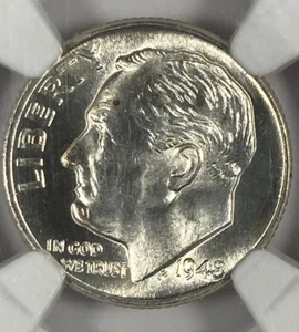1948-D Roosevelt Dime. .10. NGC MS65. Fill Torch. - Picture 1 of 5