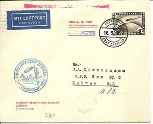 1929 Germany Graf Zeppelin LZ127 1st American Flight On Board Post Sieger 26B 8 - Picture 1 of 2