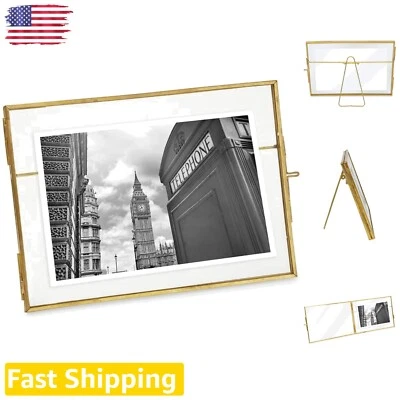 Moldura flutuante chique de latão e vidro - Apelo vintage para momentos especiais - Imagem 1 de 4