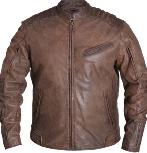 NEW Mens Cafe Brown Vented Leather Biker Jacket w/2 Gun Pockets 2XL CLOSEOUT - Picture 1 of 3