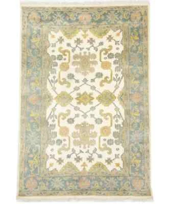 Handmade Green Oushak Chobi Oriental Rug Floral Carpet Bathroom Décor 4X6 ft - Image 1 of 4