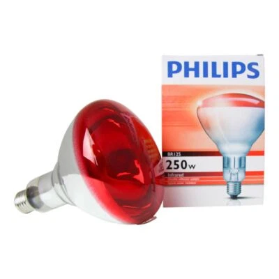 Philips Incandescent 230-250V BR125 250W Infrared Reflector Red IR Heat - Image 1 of 3