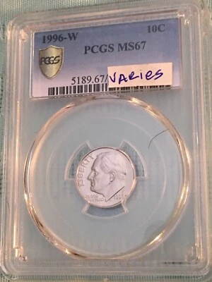 1996 W 10c Roosevelt Dime, PCGS MS67 - Image 1 of 3