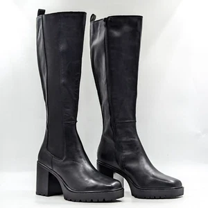 Steve Madden Mujeres Deegan Negro Plataforma Retro Cuero Plataforma Botas Talla 10 - Imagen 1 de 10