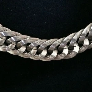 Vintage Mid Century schwere silberfarbene deutsche Gliederkette Halskette 16 Zoll - Bild 1 von 5