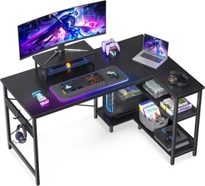 ODK L Shaped Computer Desk with Reversible Storage Shelves, L-Shaped Desk 118*80 - Picture 1 of 6