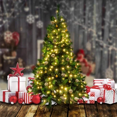 5ft Green Pre-Lit Artificial Christmas Tree Warm White Lights New Xmas