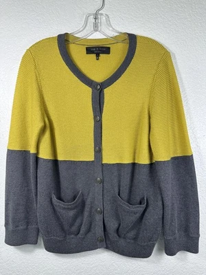 Cárdigan para mujer M Rag & Bone amarillo gris bloque de color botones bolsillos delanteros Foto 1 de 4