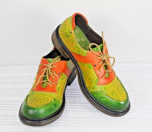 Unbekannt London Damen Leder Oxford-Schuhe 9 gelb/grün geblümt neu ohne Karton - Bild 1 von 11