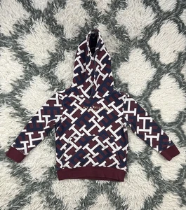 Tommy Hilfiger Kids Boy Multi-Color Monogram Print Hoodie Sweatshirt Size XS 4-5 - Picture 1 of 12