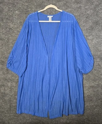 CATHERINES Cardigan Womens 5X Blue Drape Gauzy Ruched Sleeve Lightweight - Image 1 of 4