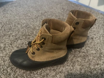 Sorel молодежи детский размер 4 зимние снег ботинки коричневой кожи, с подкладкой, водонепроницаемый - Изображение 1 из 3