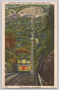 Postal Tennessee Lookout Mountain Chattanooga TN coche inclinado lino sin publicar - Imagen 1 de 2