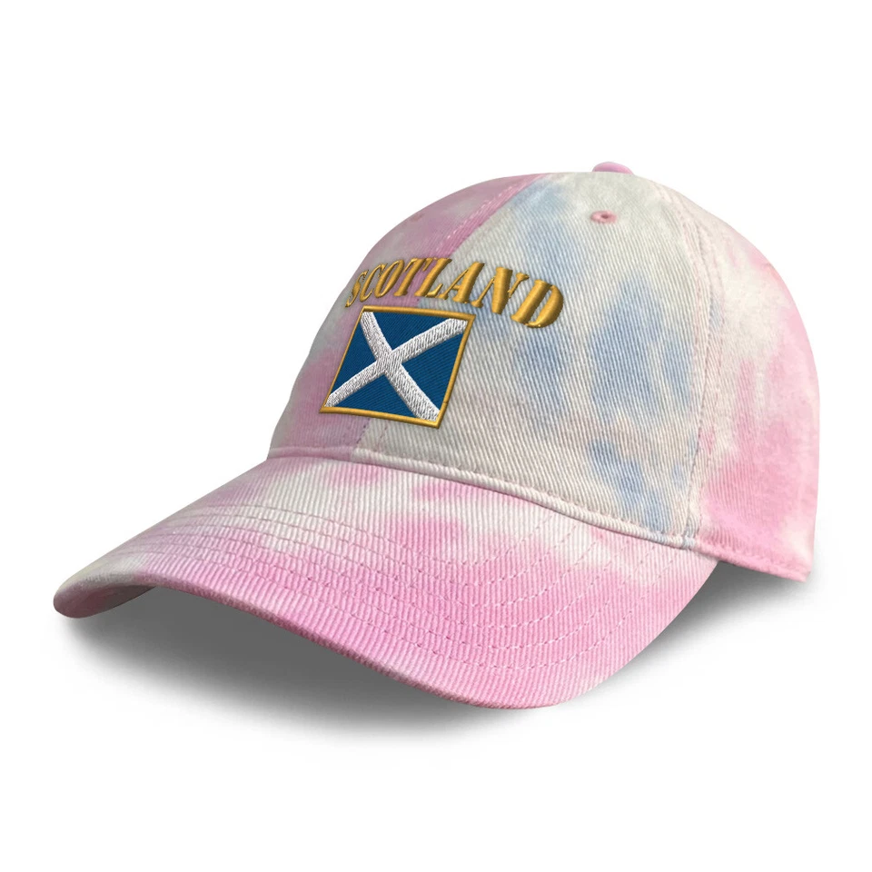 Бейсболки Tie Dye с флагом Шотландии хлопковые неструктурированные шляпы для мужчин и женщин - Изображение 1 из 1