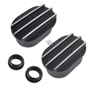 Pair Black Oval Finned Aluminum Valve Cover Breathers PCV Valve for 1-1/4" Hole - Picture 1 of 10