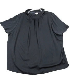 G by Giuliana Rolled Collar Top Black 2x with rouched neck line - Picture 1 of 9