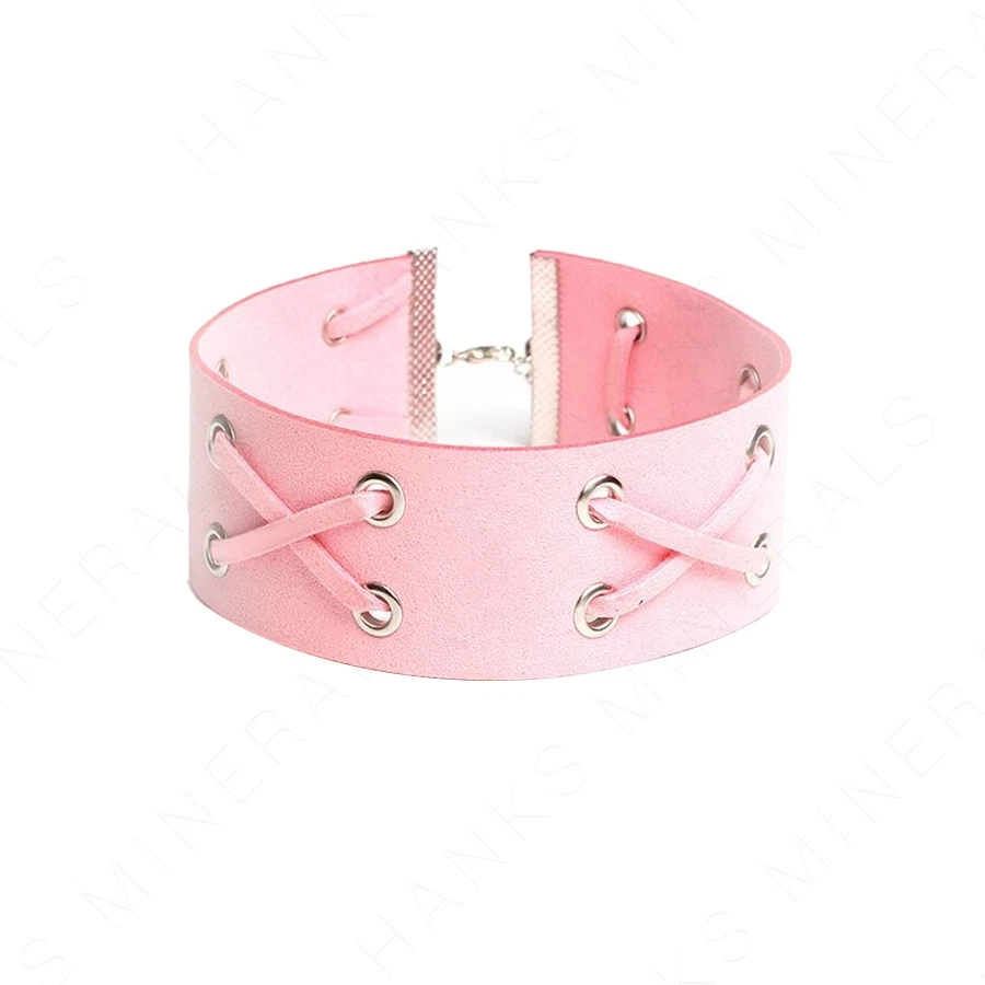 Gargantilla corsé de gamuza sintética collar gótico X encaje agujero tachuelas cordones Foto 1 de 1