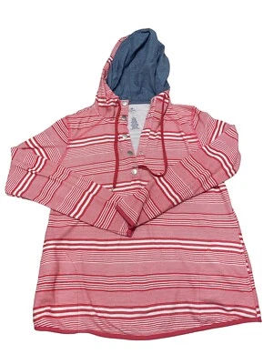 Sudadera con capucha St Johns Bay para mujer roja/blanca 1/4 con botones talla grande Foto 1 de 4
