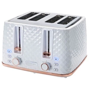 Weiß & Roségold 4 Scheiben Toaster mit Abtau-, Aufwärm- und Abbrechenstaste - Bild 1 von 3
