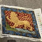 Vintage Hand Embroidery Tapestry Wall Hanging Picture Red Lion