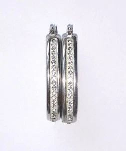 ! Schöne Vintage Sterling Silber klare Kristall Strass ovale Creolen Ohrringe - Bild 1 von 10