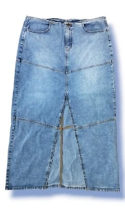 Woman's Denim Mid-Rise Maxi Skirt Size 17 Waist 40 Stretch up to 42 length 42... - Picture 1 of 5