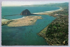MORRO BAY, KALIFORNIEN Luftansicht Boot Hafen San Simeon Morro Rock Postkarte C6 - Bild 1 von 2