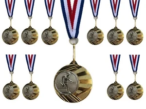 20x Running Medals - 40mm Gold Metal With Ribbons - Picture 1 of 3