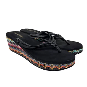 Juicy Couture Multicolor Color Weave Slip On Platform Wedge Thong Sandals L 9-10 - Picture 1 of 8