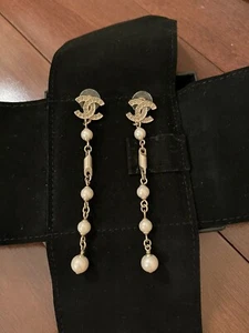 Chanel Pearl Drop Earings CC gold - Picture 1 of 5