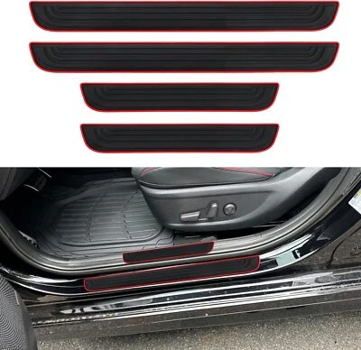 4pc Rubber For Volkswagen Car Door Scuff Sill Covers Step Protector Accessories - Image 1 of 4