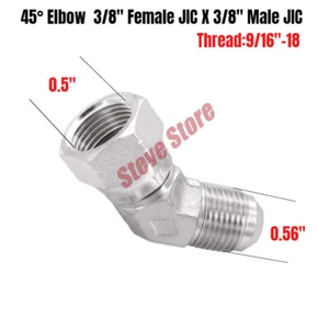 Hydraulic Fitting 3/8"(9/16"-18) Female JIC 45° Elbow Swivel X 3/8" Male JIC - Picture 1 of 2