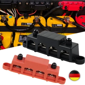 2x Sammelschiene Positiv Negativ Batterie Stromverteilerblock mit 4 x M8 Klemme - Bild 1 von 15