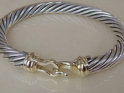 $1850 PULSERA DAVID YURMAN ORO 14K, HEBILLA SS TALLA-PEQUEÑA 7mm Foto 1 de 4
